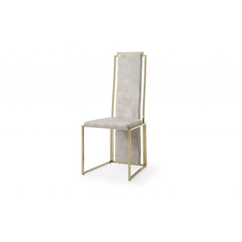 HomeRoots Set of Two Beige And Gold Upholstered Dining Side Chairs