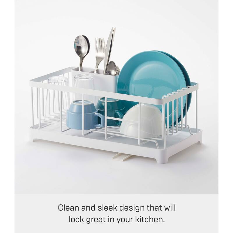 Yamazaki Home Wire Dish Rack, Steel, Holds 17.6 lbs - L 9.06 x W 16.54 x H 6.69 inches