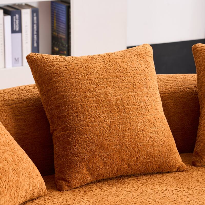 Curved Loveseat Orange Sofa, 30D Chenille, Compact for Small Spaces, 65"L, 300 lbs, 3 Pillows