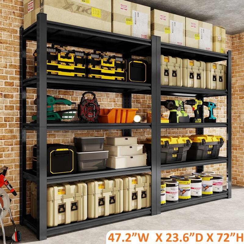 5-Tier Adjustable Heavy Duty Metal Storage Shelves, Black, 72/78"H