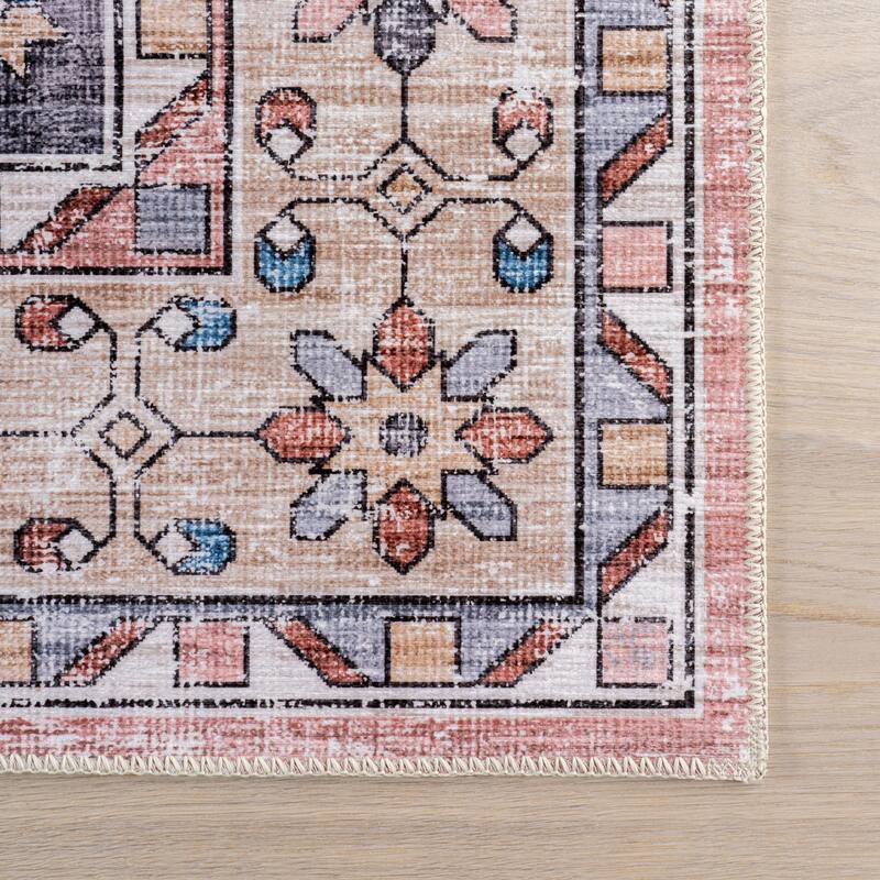 Nuloom Pavani SplashGuard Vintage Bordered Machine Washable Area Rug
