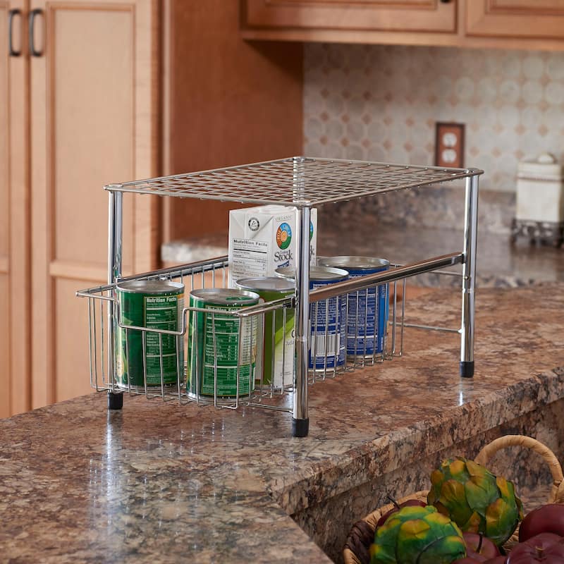 Household Essentials Silver Free Standing Pull Out Cabinet Organizer Shelf - Silver