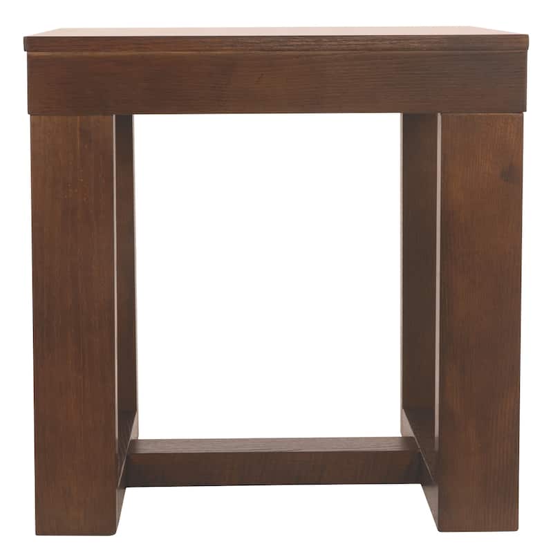 24.13 in. Brown Square Wood End Table, Sturdy Build End Side Table for Living Rooms