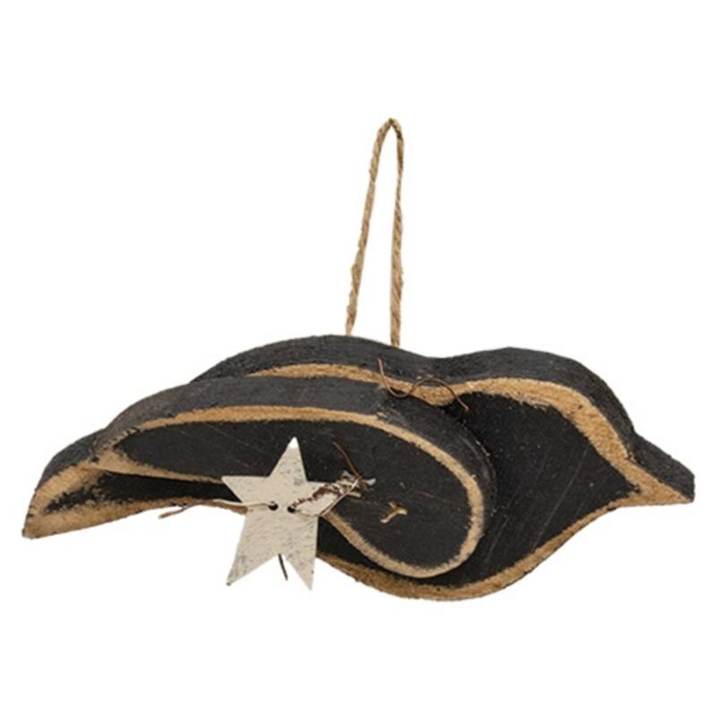 Rustic Wood Layered Crow w/White Metal Star Ornament - Multi