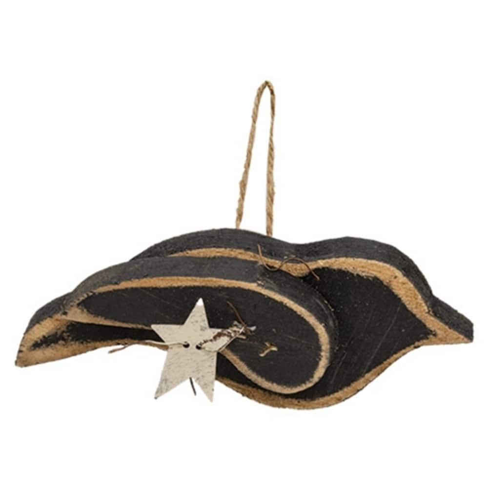 Rustic Wood Layered Crow w/White Metal Star Ornament