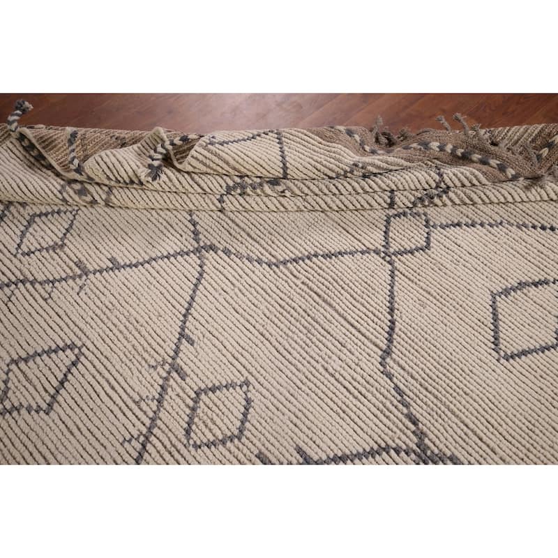 Earth Tone Moroccan Area Rug Handmade Wool Carpet - 8'3" x 10'2"
