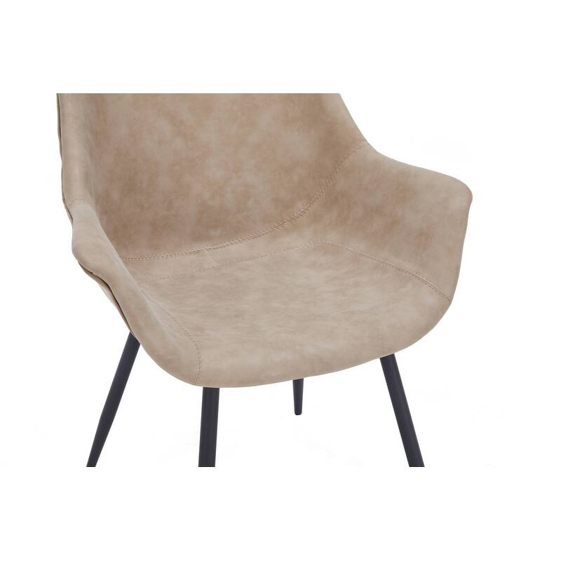 Markley Mid-Century Modern Upholstered Distressed Leather Dining Chair with Comfy Curved Seat & Strong Powder-Coated Metal Legs