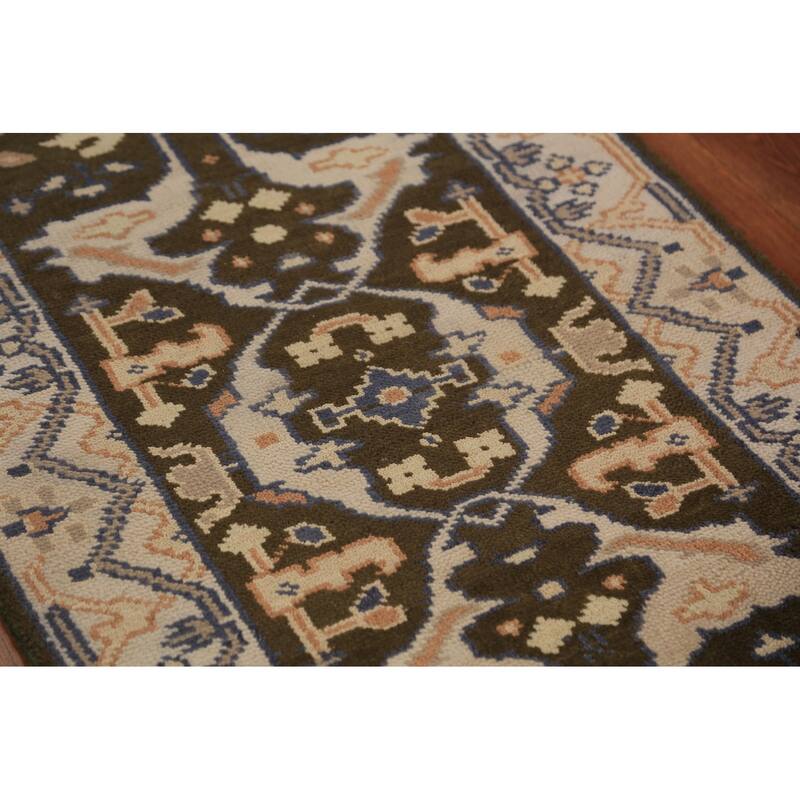 Transitional Oushak Runner Rug Handmade Wool Carpet - 2'7"x 9'10"