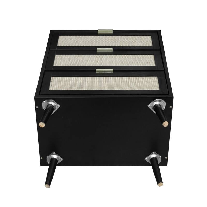 Wood Storage Cabinet with 3 Engineered Rattan Drawer Suitable for Bedroom,Living Room,Study