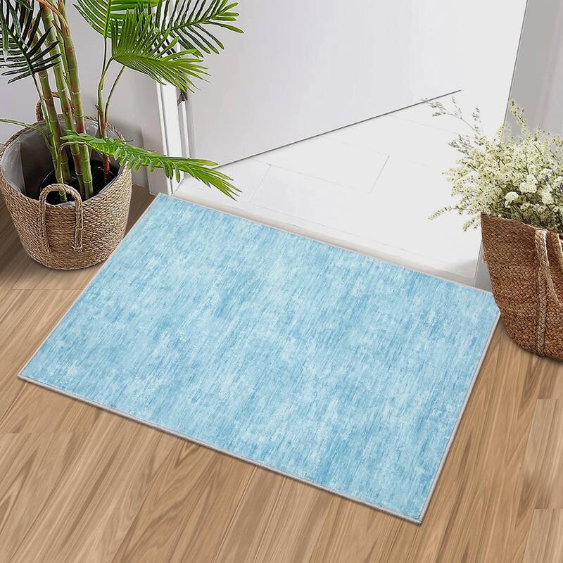 Rugs for Living Room Modern Abstract Area Rug Non-Slip Low Pile Accent Rug Soft Foldable Solid Rug