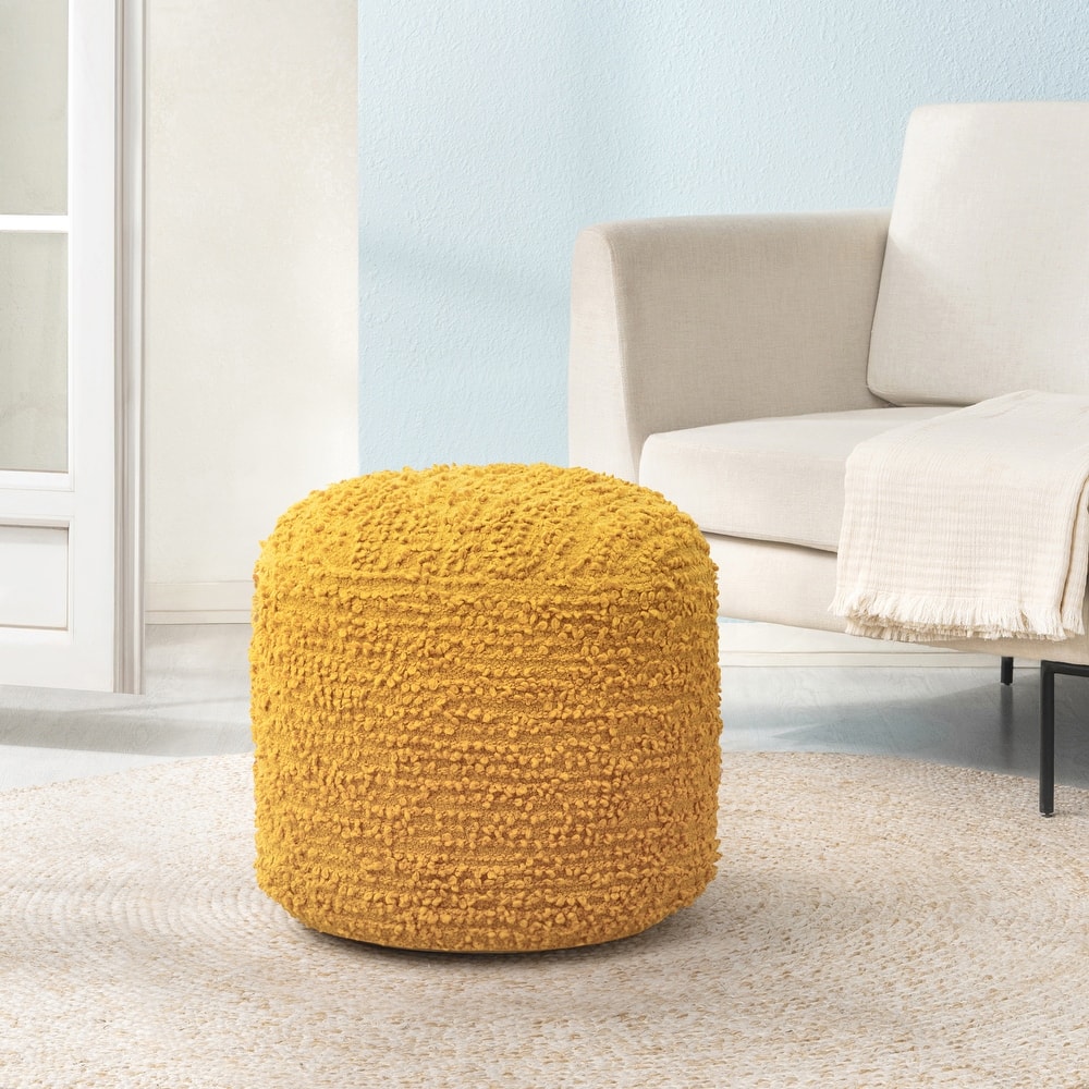 Jani 22-inch Terracotta Pouf - Handcrafted Handmade Round Ottoman for Seating, Footrest, Home Decor for Living Room, Bedroom