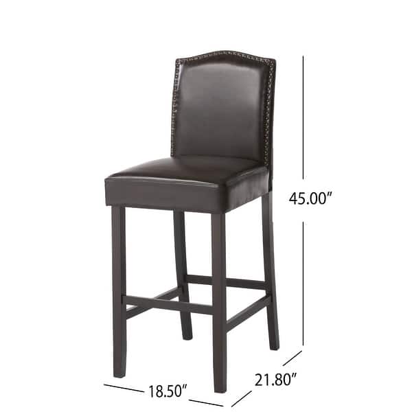 dimension image slide 0 of 4, Logan Bonded Leather Backed Barstool (Set of 2) by Christopher Knight Home