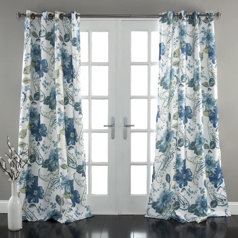 Lush Decor Floral Paisley Curtain Panel Pair - 52"W x 84"L - Blue