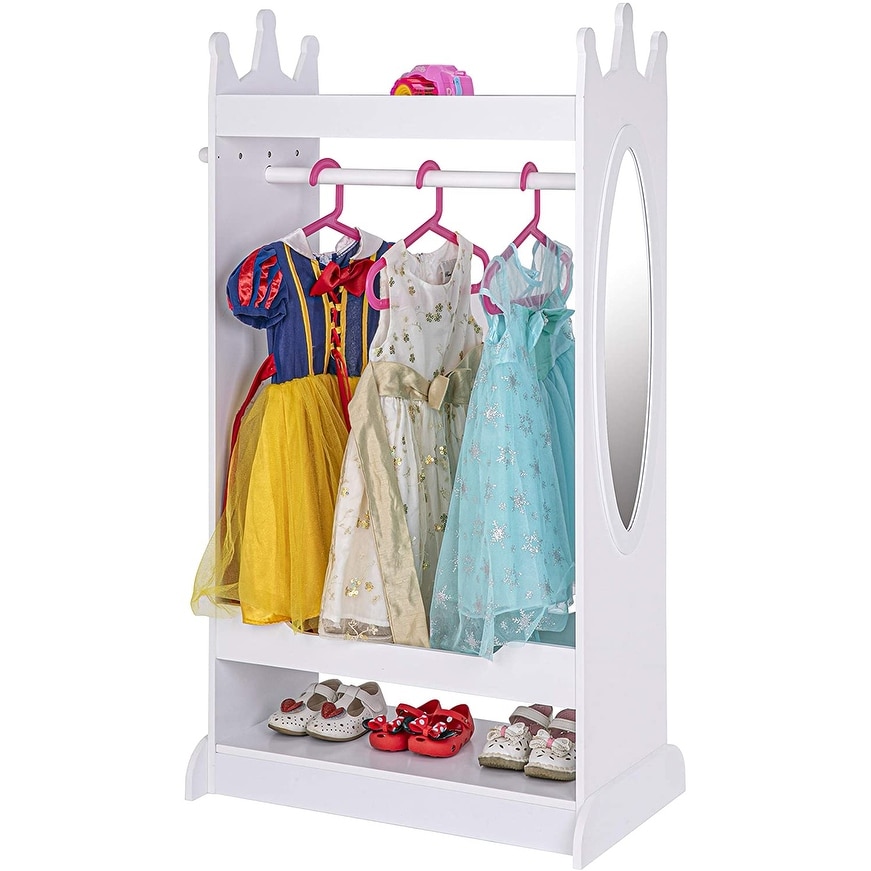  UTEX Kids Dress Up Storage with Mirror, Kids Wardrobe Closet,  Dress Up Armoire for Little Girls, Open Hanging Kids Costume Organizer with  Storage Cabinet for Bedroom, Playroom : Home & Kitchen