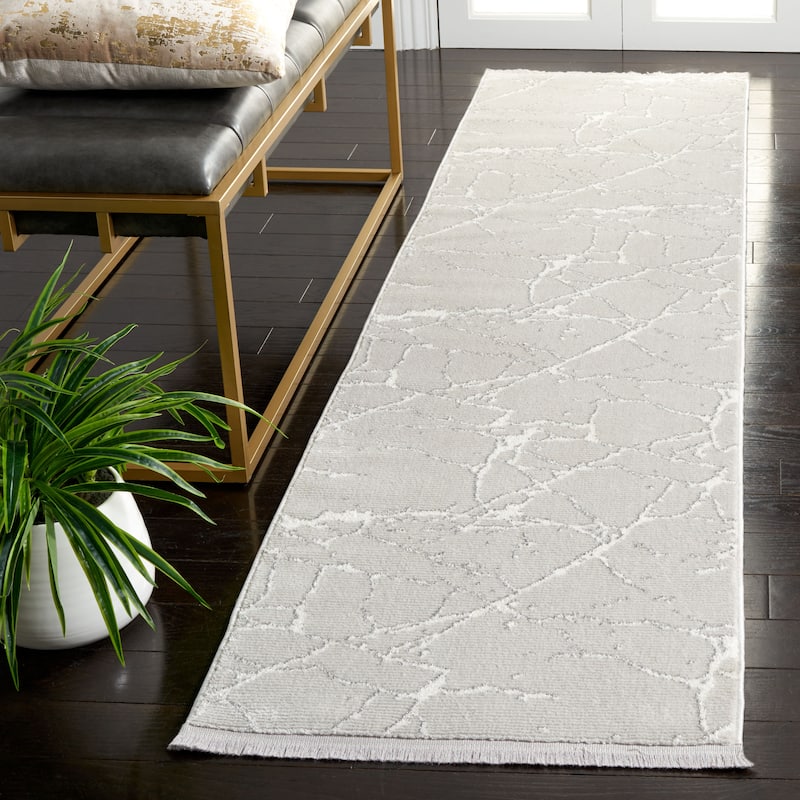 SAFAVIEH Whisper Pera Modern Abstract Rug - 2'2" x 8' Runner - Grey/Ivory