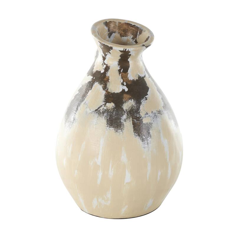 Ceramic Antique Style Pot Decorative Vase with Curved Handle - Cream - Roche River Decor