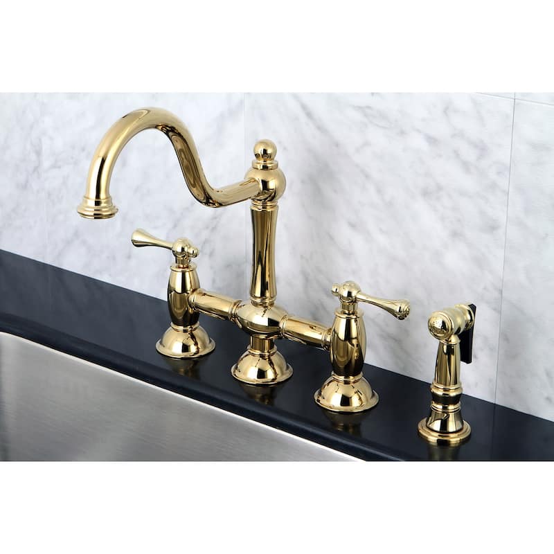 Kingston Brass Restoration 1.8 GPM Bridge Kitchen Faucet - Includes