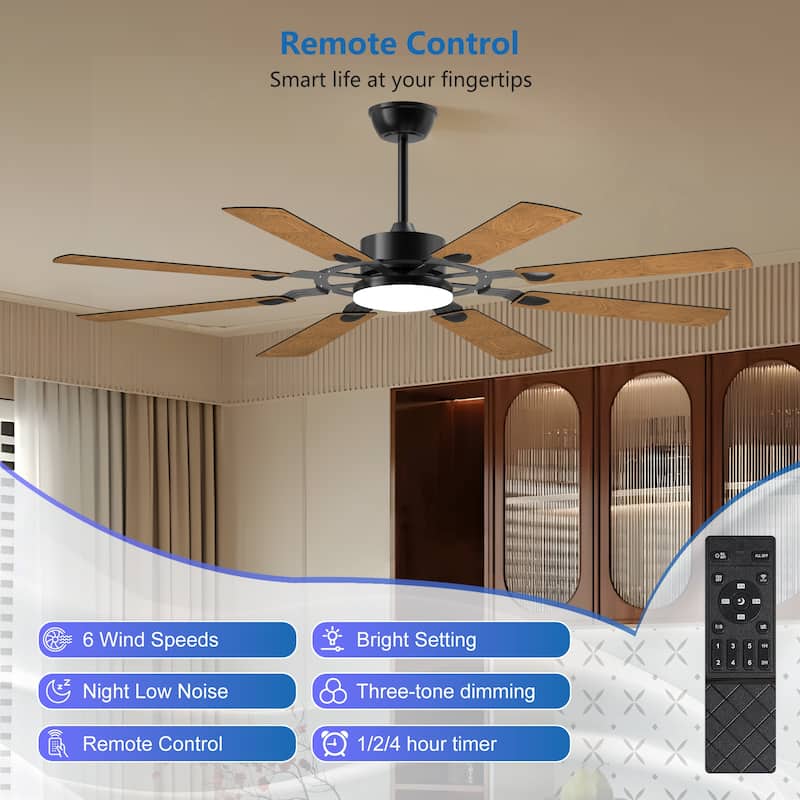 60 Inch Ceiling Fan with Lights and Remote Control
