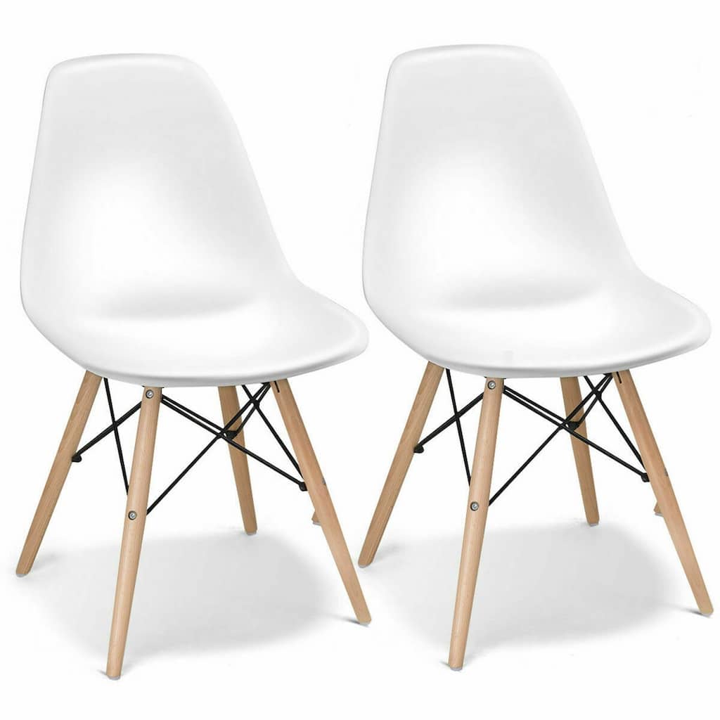 Gymax Set of 2 Dining Chairs Mid Century Modern Wooden Legs Kitchen - 21'' x 18'' x 32''