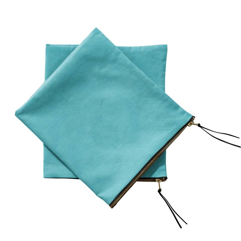 Suede 2 Piece Pillow Shell Set with Big Zipper, NO INSERT