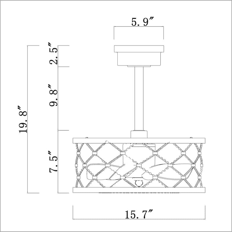 Marzell 16 Inch Modern Wood Grain Fandelier - N/A