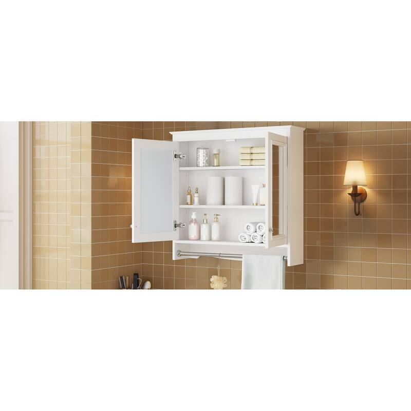 3-in-1 Bathroom Mirror Cabinet, 30"Wall Mounted Medicine Cabinet with Adjustable Shelves & Soft Close Doors