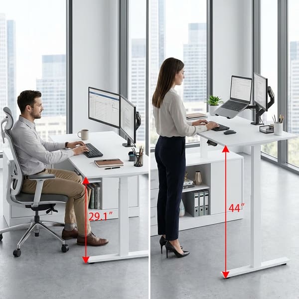 dimension image slide 3 of 5, Height-Adjustable Workspace: Versatile Desk for Home Office and More Height Adjustable Electric Desk