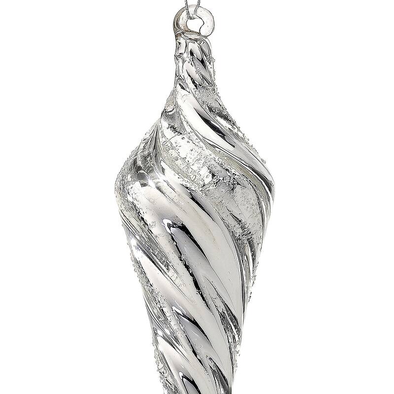 9.5" Glass Twisted Finial Ornament Set of 3