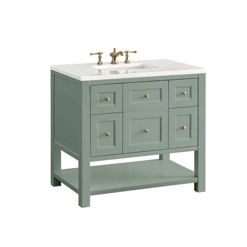 James Martin Vanities 330-V36-3WZ Breckenridge 36" Free Standing - Smokey Celadon - Steel Finish