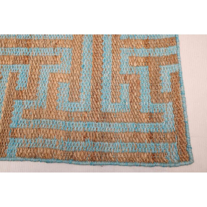 ECARPETGALLERY Flat-Weave Palas Denizli Light Blue, Tan Kilim - 5'3 x 7'6