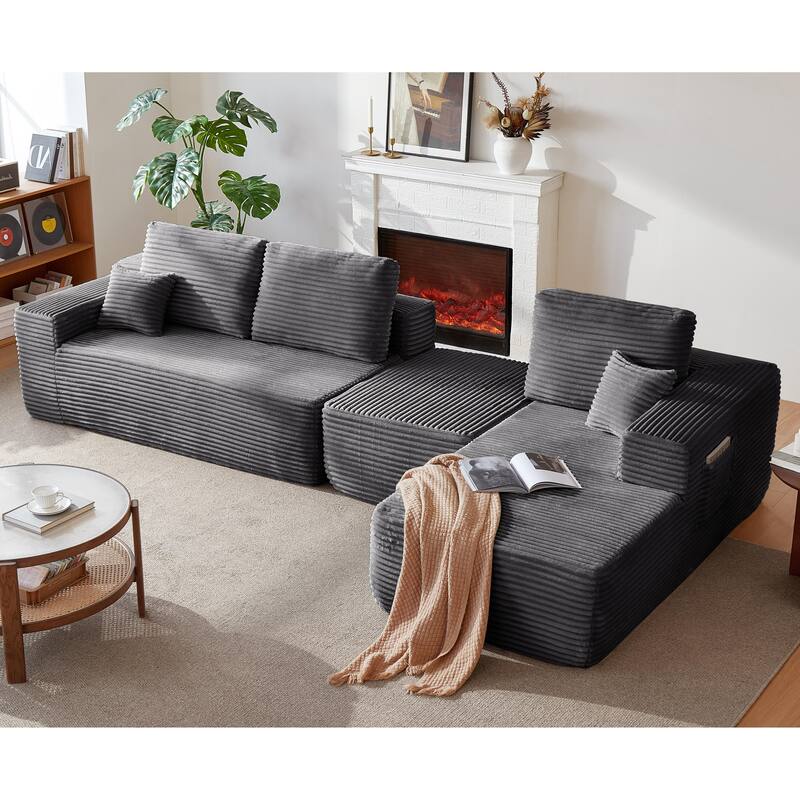 104"Cloud Sectional Couch with U-Shaped Chaise,Modern Modular Sofa with Deep Seat, Upholstered Couches