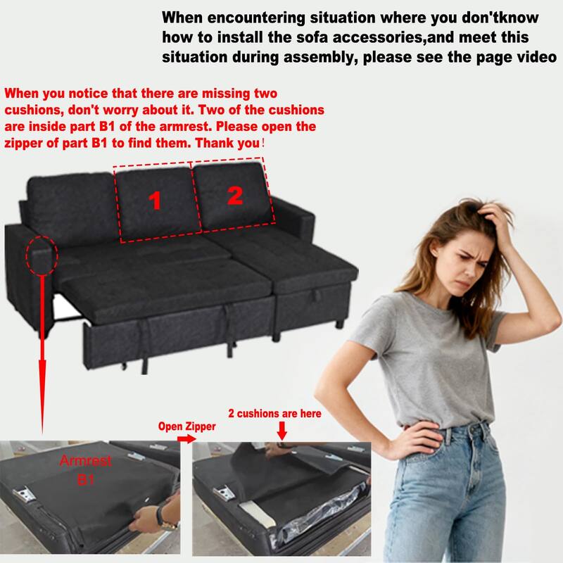 Small Couch Sofas with Pull Out Bed, Convertible Sleeper Sofa Bed with Storage for Small Spaces