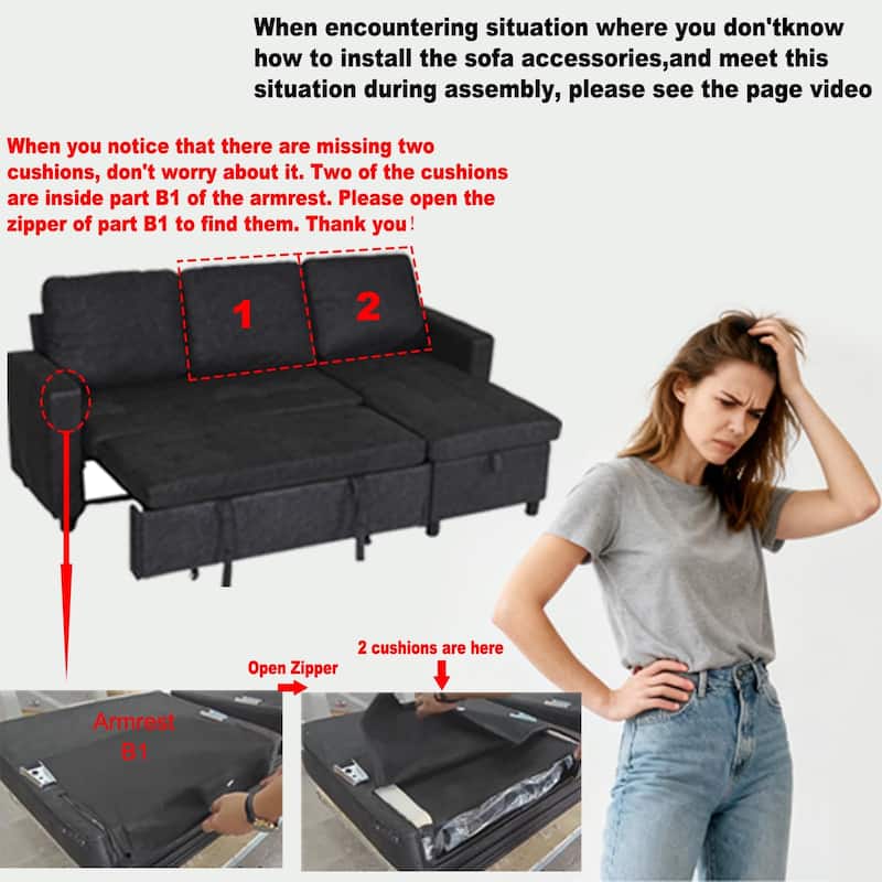 Couch Sofas with Pull Out Bed, Convertible Sleeper Sofa Bed with Storage for Small Spaces