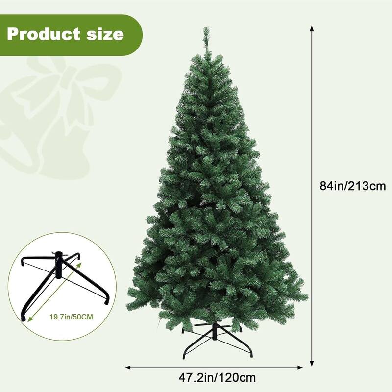 Artificial Christmas Tree, Hinged Artificial Pine, with Remote Control and Lights