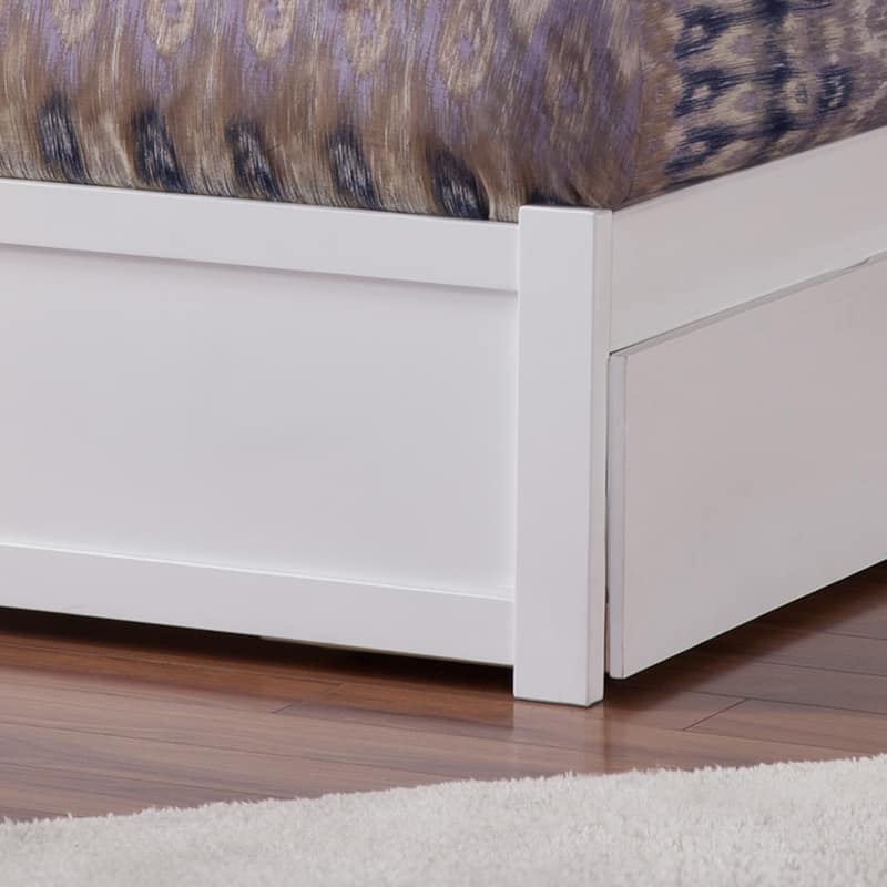 Mission Full Solid Wood Platform Bed with Footboard & 2 Storage Drawers in White