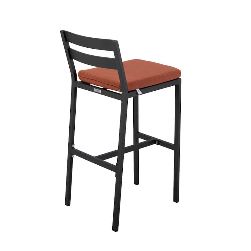 7-Piece Outdoor Patio Bar Height Dining Set in Aluminum with Rectangular Fire Pit Table and 6 Barstool