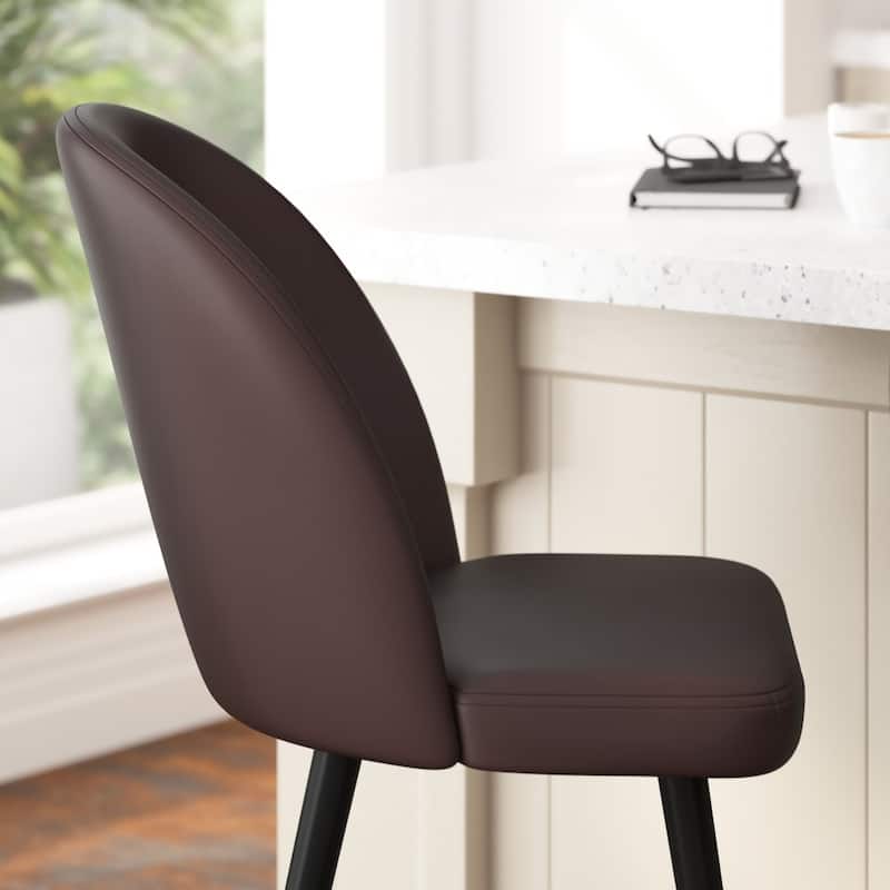 Modern Upholstered Barstools with Footrest and Steel Frame (Set of 2)