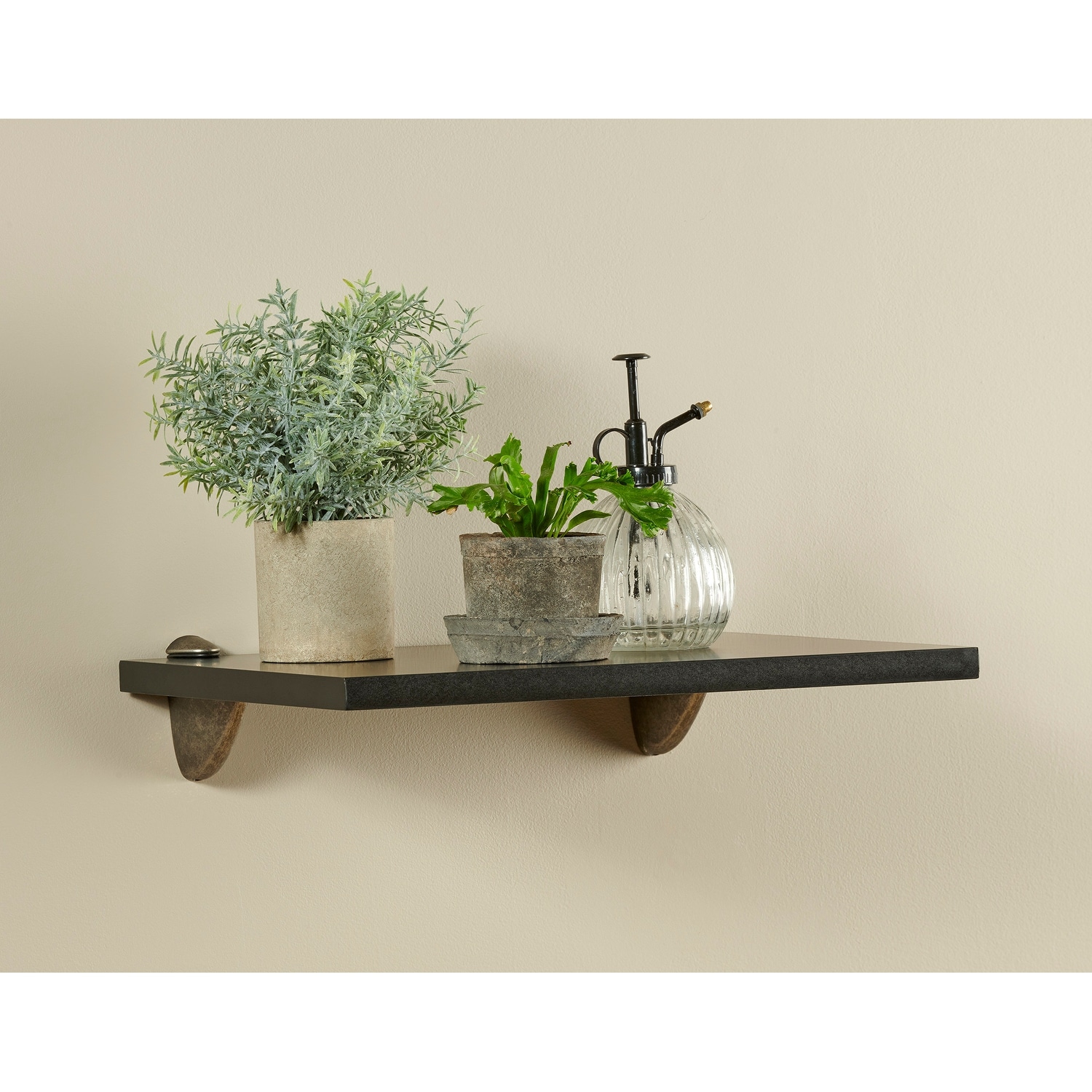 Wallscapes Black Wood Wall Shelf Classic Display with Pewter Pelican Brackets