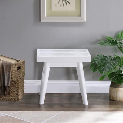 Solid Wood Slatted Bench, 19-Inch Long