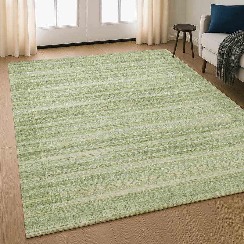 Premium Washable Super Soft Boho Stripes Mayfield Rug - Sage - 10' x 14'