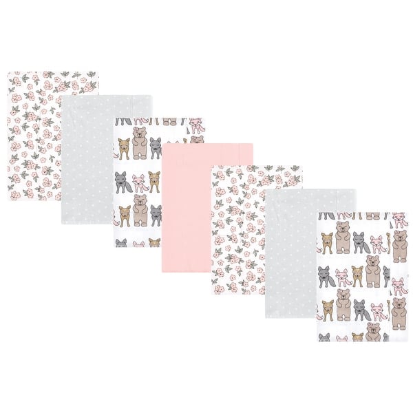 slide 1 of 1, Hudson Baby Infant Girl Cotton Flannel Burp Cloths, Wild Forest Pink 7-Pack, One Size - Wild Forest Pink 7-Pack - One Size One Size - Wild Forest Pink 7-Pack