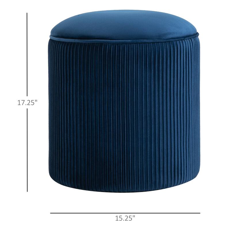 HOMCOM 15'' Small Padded Ottoman Foot Stool with Wrinkle Fabric Design, Thick Sponge Padding and Solid Base