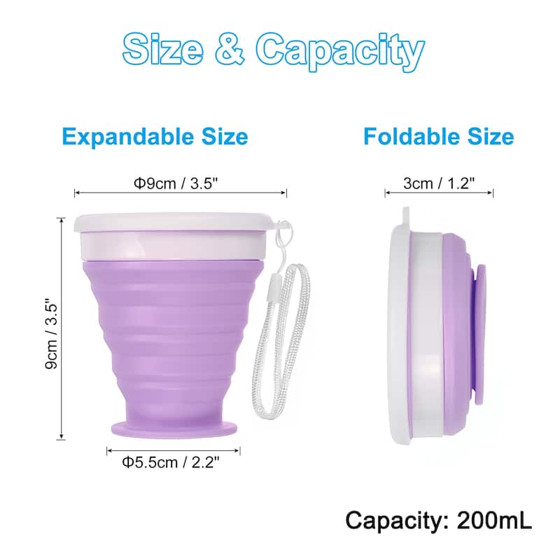 2pcs Collapsible Water Bottle, 200mL Travel Folding Cup for Camping
