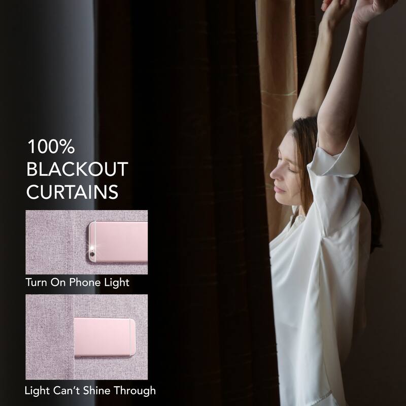 Deconovo Total Blackout Faux Linen Curtains 2 Panels