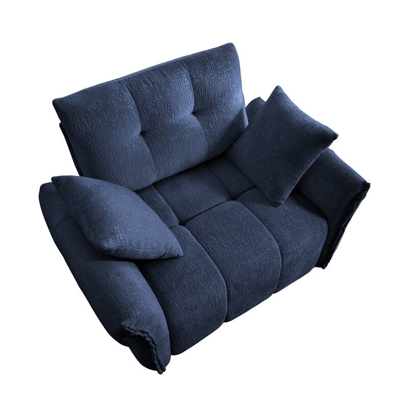 53.94″ Chenille 1-Seater Sofa with Support Cushions & Throw Pillows