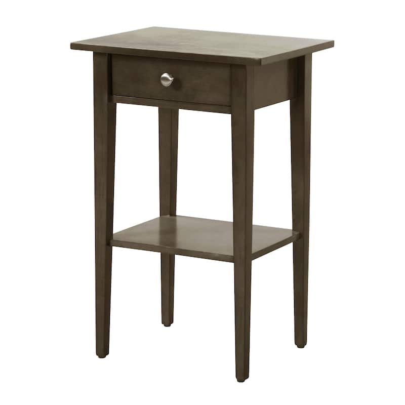 Modern 28-in Metal Hand Holder Single-Drawer Wood Tall Nightstand with Shelf