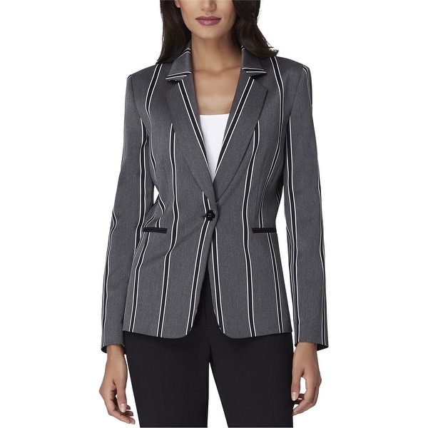 Tahari Womens Notched Collar One Button Blazer Jacket, Grey, 2. Opens flyout.
