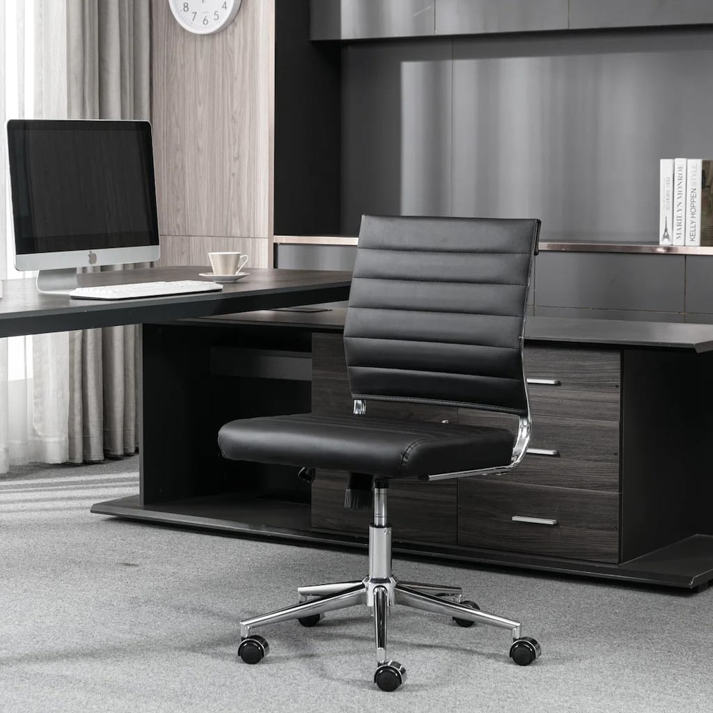 Armless Ergonomic Office Chair Modern Swivel Chair for Home & Office