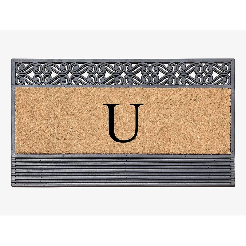 A1HC First Impression Rubber and Coir Rosewood 24" X 36", Heavy Duty Outdoor Monogrammed Doormat - Monogrammed U