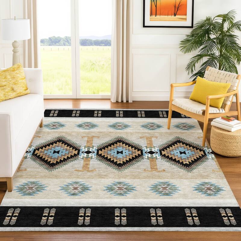 Machine Washable Indoor/ Outdoor Global Chennai Chantille Rug